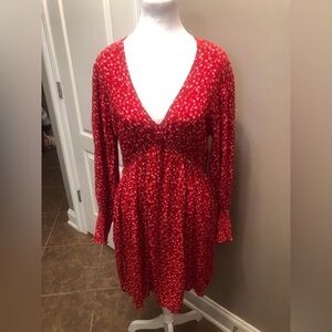 Red Calico Print Fit and Flare Dress Gap Size Medium
